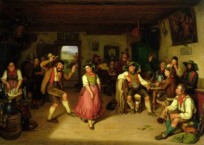 Schießübungen und Tanzen in Oberbayern, 1841 von Kaspar Kaltenmoser